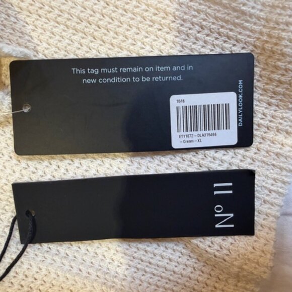 NWT No.11 XL Cream Cowl Short Sleeve Waffle-like Top - Picture 6 of 11